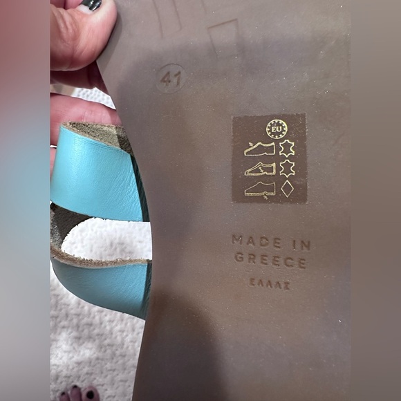 LAiik Flat Leather Womens Sandals
Greece Sz 41US 11 Turquoise Blue - Picture 6 of 6